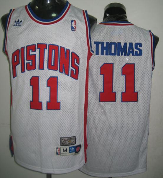 Detroit Pistons 11 Thomas White Jersey