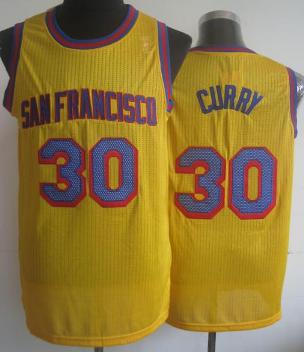 Golden State Warriors 30 Stephen Curry Yellow Hardwood Classics Revolution 30 NBA Jerseys