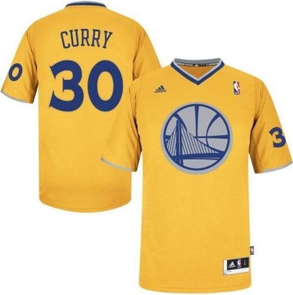 Golden State Warriors 30 Stephen Curry Yellow Revolution 30 Swingman NBA Jersey Christmas Style Cheap