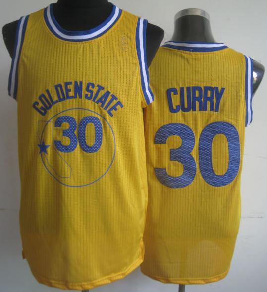 Golden State Warriors 30 Stephen Curry 1974-75 Throwback Hardwood Classics Revolution 30 Yellow NBA Jerseys Cheap