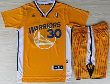 Golden State Warriors 30 Stephen Curry Yellow Revolution 30 Swingman NBA Jerseys Shorts NBA Suits Cheap