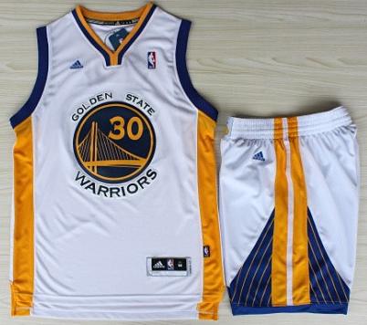 Golden State Warriors 30 Stephen Curry White Revolution 30 Swingman Jerseys Shorts NBA Suits Cheap