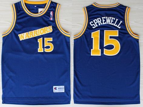 Golden State Warriors 15 Latrell Sprewell Blue Soul Throwback M&N NBA Jerseys