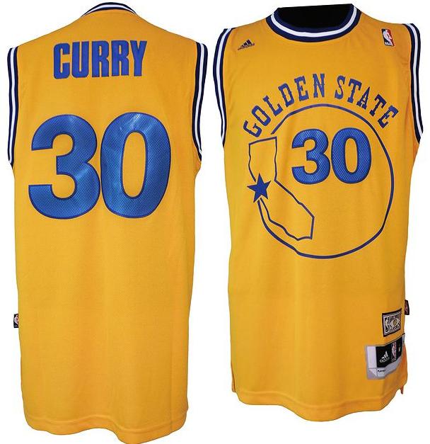 Golden State Warriors 30 Stephen Curry 1974-75 Throwback Hardwood Classics Revolution 30 Swingman Yellow NBA Jerseys Cheap
