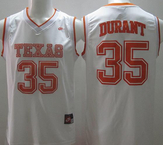 Texas Longhorns Kevin Durant 35 Burnt White College Basketball Jersey Cheap