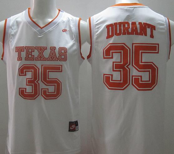 Texas Longhorns Kevin Durant 35 Burnt White College Basketball Jersey