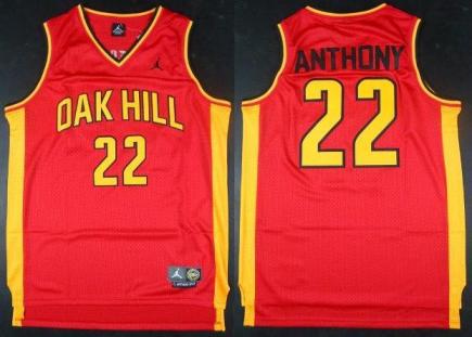 Oak Hill Academy High School 22 Carmelo Anthony Red Swingman Basketball Jerseys