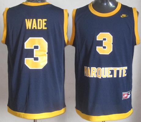 Marquette Golden Eagles 3# Dwyane Wade Navy Blue College Basketball NCAA Jerseys