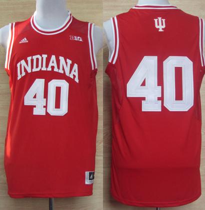 Indiana Hoosiers 40 Cody Zeller Big 10 Patch Red NCAA Basketball Jerseys