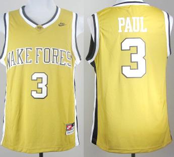 Wake Forest Demon Deacons 3# Chris Paul Golden College Basketball Jersey Cheap