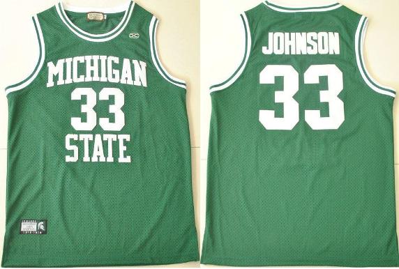 HC Michigan State 33# Magic Johnson Green College Hardwood Legends Basketball Jerseys Cheap