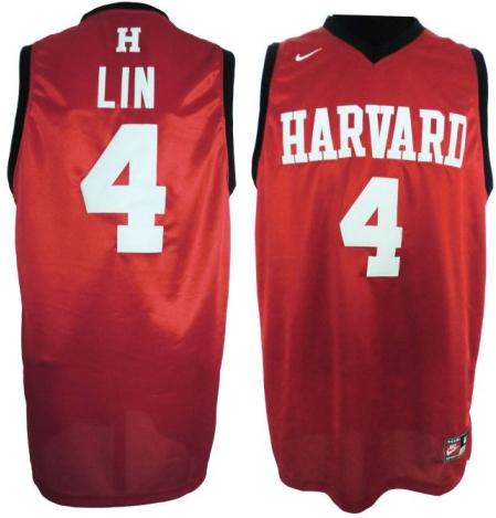 Harvard University 4# Jeremy Lin Red Swingman Jerseys