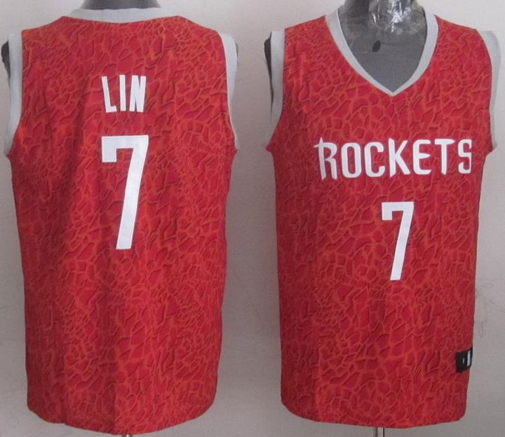 Houston Rockets 7 Jeremy Lin Red Leopard Grain NBA Jersey Cheap