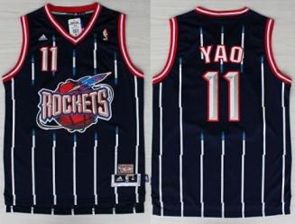 Houston Rockets 11 YAO Blue Hardwood Classics Revolution 30 NBA Jerseys