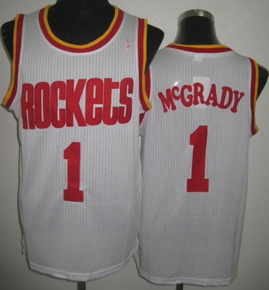 Houston Rockets 1 Tracy McGrady White Throwback Revolution 30 NBA Basketball Jerseys Cheap