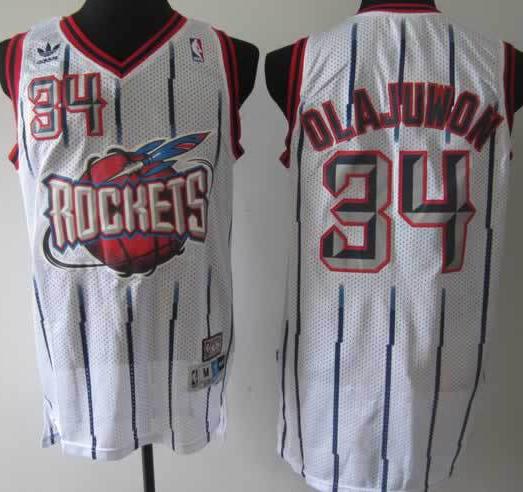 Houston Rockets 34 Hakeem Olajuwon White Soul Swingman NBA Jersey Cheap