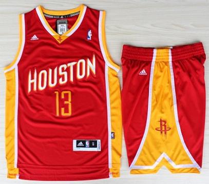 Houston Rockets 13 James Harden Red Throwback Revolution 30 Swingman Jerseys Shorts NBA Suits Cheap
