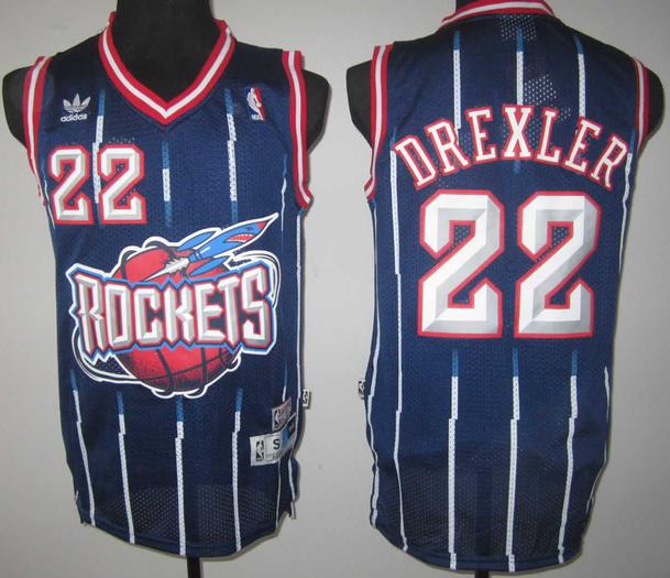 Houston Rockets 22 DREXLER Black Throwback Hardwood Classics NBA Jerseys