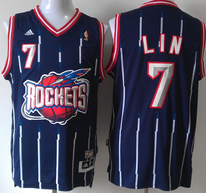 Houston Rockets 7 Jeremy Lin Black Hardwood Classics NBA Basketball Jerseys