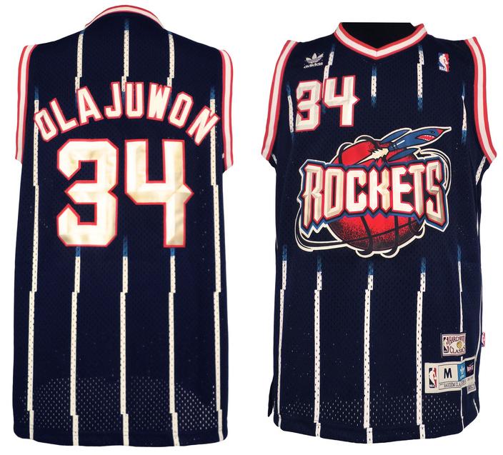 Houston Rockets 34 Hakeem Olajuwon Black Soul Swingman NBA Jersey Cheap