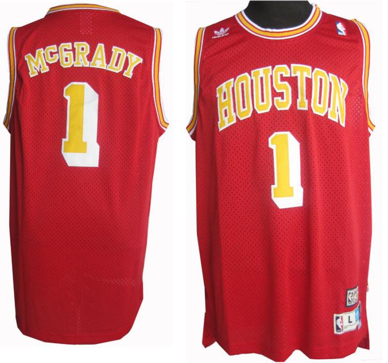 Houston Rockets 1 Tracy McGrady Red Jersey Yellow Number Cheap
