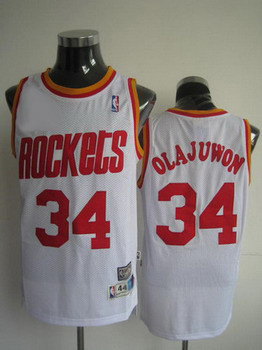 Houston Rockets 34 OLAJUWON white jerseys Cheap