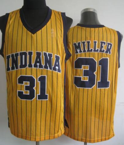 Indiana Pacers 31 Reggie Miller Yellow Hardwood Classics Revolution 30 NBA Jerseys Cheap