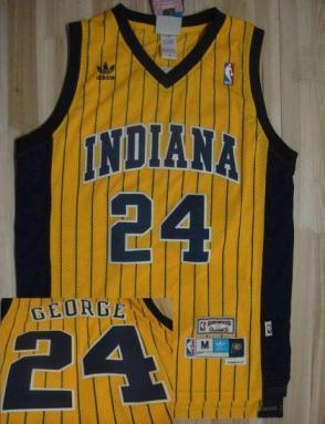 Indiana Pacers 24 Paul George Yellow Strip Hardwood Classic Revolution 30 Swingman NBA Jerseys
