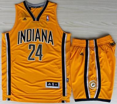 Indiana Pacers 24 Paul George Yellow Revolution 30 Swingman NBA Jerseys Shorts Suits Cheap