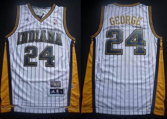 Indiana Pacers 24 Paul George White Strip Revolution 30 Swingman NBA Jerseys