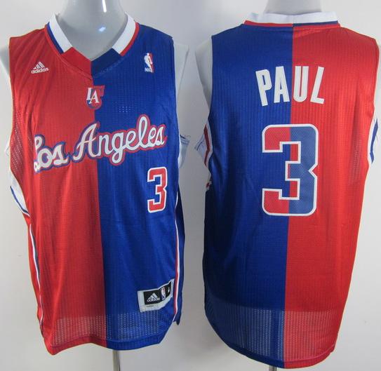 Los Angeles Clippers 3 Chris Paul Blue Red Split Swingman NBA Jerseys Cheap