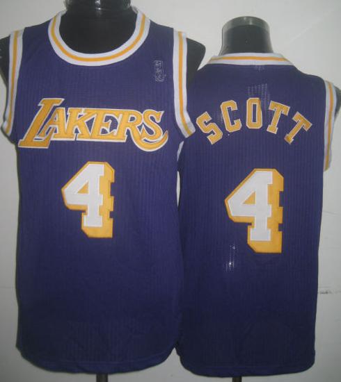 Los Angeles Lakers 4 Byron Scott Purple Hardwood Classics Revolution 30 NBA Jerseys