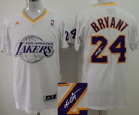 Los Angeles Lakers 24 Kobe Bryant White Revolution 30 Swingman NBA Jersey 2013 Christmas Style Signed Cheap