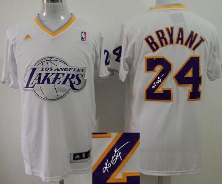 Los Angeles Lakers 24 Kobe Bryant White Revolution 30 Swingman NBA Jersey 2013 Christmas Style Signed
