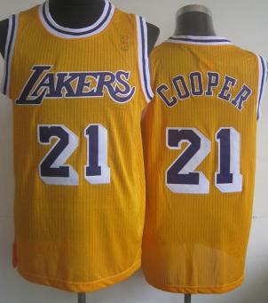 Los Angeles Lakers 21 Michael Cooper Yellow Hardwood Classics Revolution 30 NBA Jerseys Cheap