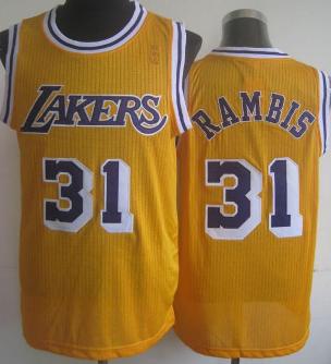Los Angeles Lakers 31 Kurt Rambis Yellow Hardwood Classics Revolution 30 NBA Jerseys Cheap