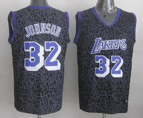 Los Angeles Lakers 32 Johnson Black Leopard Grain NBA Jersey Cheap