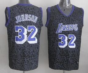 Los Angeles Lakers 32 Johnson Black Leopard Grain NBA Jersey