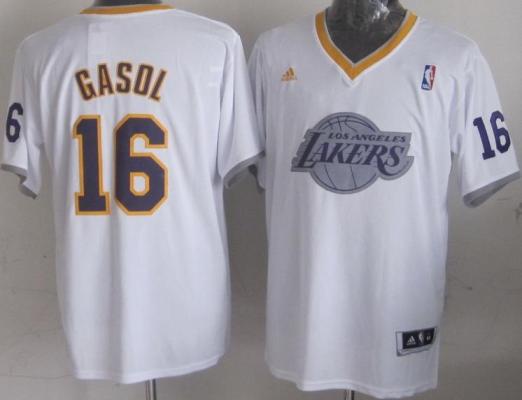 Los Angeles Lakers 16 Pau Gasol White Revolution 30 Swingman NBA Jersey 2013 Christmas Style Cheap