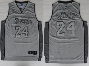 Los Angeles Lakers 24 Kobe Bryant Full Grey Limited NBA Jerseys Cheap
