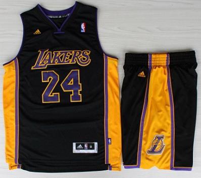 Los Angeles Lakers 24 Kobe Bryant Black Revolution 30 Swingman NBA Jerseys Shorts Suits Purple Number 2013 New Style Cheap