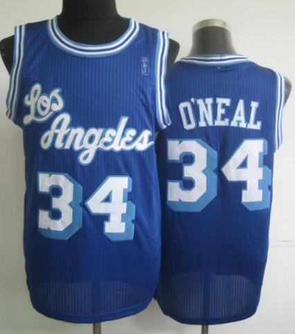 Los Angeles Lakers 34 Shaquille O'Neal Blue Hardwood Classics Revolution 30 NBA Jerseys Cheap