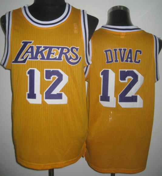 Los Angeles Lakers 12 Vlade Divac Yellow Hardwood Classics Revolution 30 NBA Jerseys Cheap
