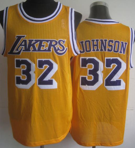 Los Angeles Lakers 32 Johnson Yellow Hardwood Classics Revolution 30 NBA Jerseys
