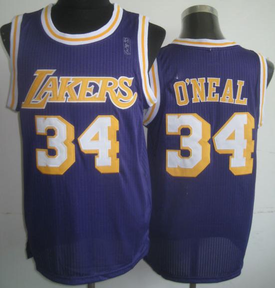Los Angeles Lakers 34 Shaquille O'Neal Purple Hardwood Classics Revolution 30 NBA Jerseys Cheap