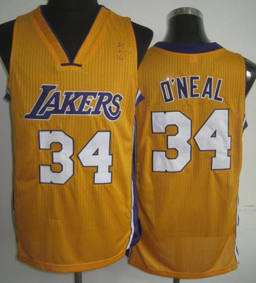 Los Angeles Lakers 34 Shaquille O'Neal Yellow Revolution 30 Jerseys Cheap