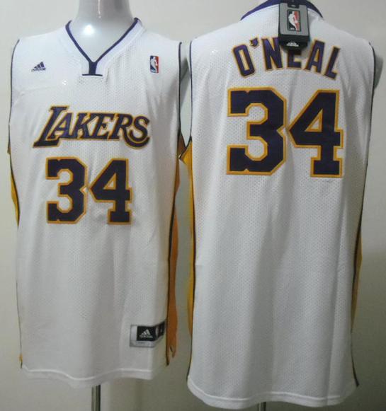 Los Angeles Lakers 34 Shaquille O'Neal White Swingman NBA Jersey Cheap