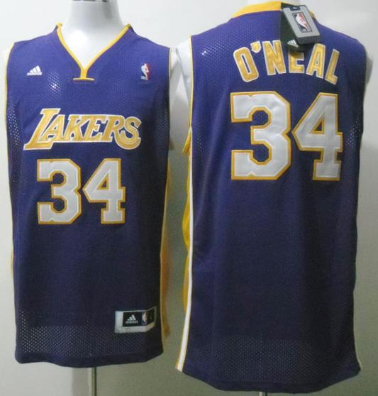 Los Angeles Lakers 34 Shaquille O'Neal Purple Swingman NBA Jersey Cheap