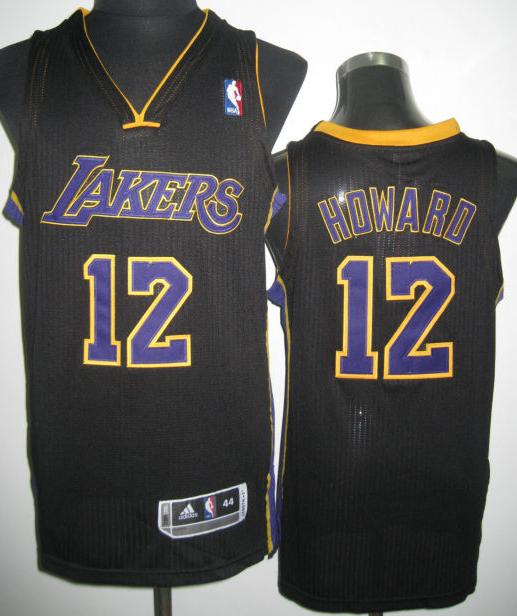 Los Angeles Lakers 12# Dwight Howard Black Revolution 30 NBA Jerseys Purple Number Cheap