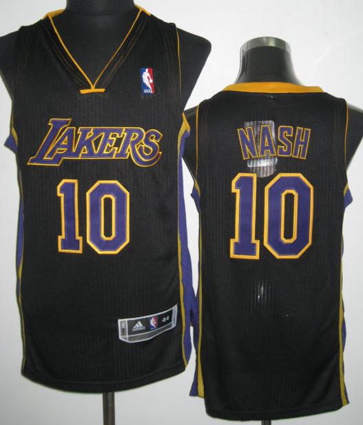 Los Angeles Lakers 10 Steve Nash Black Revolution 30 NBA Jerseys Purple Number Cheap